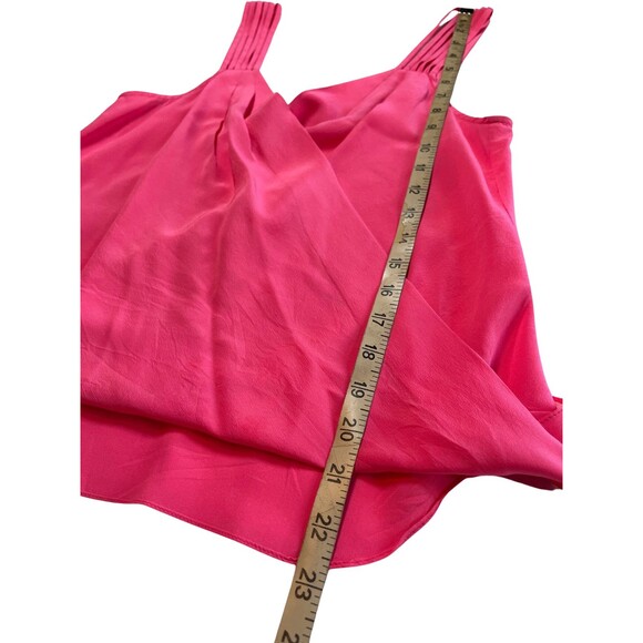Amanda Uprichard Blouse Top 100 Percent Silk Hot Pink Sleeveless Surplice Wrap S - Picture 6 of 14